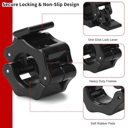 4 Pack Dumbbell Barbell Clamps 30mm, Quick Release Weight Bar Collars, Secure Locking Barbell Clips for Weightlifting, Workout, Strength Training & Fitness Accessories - color: Black