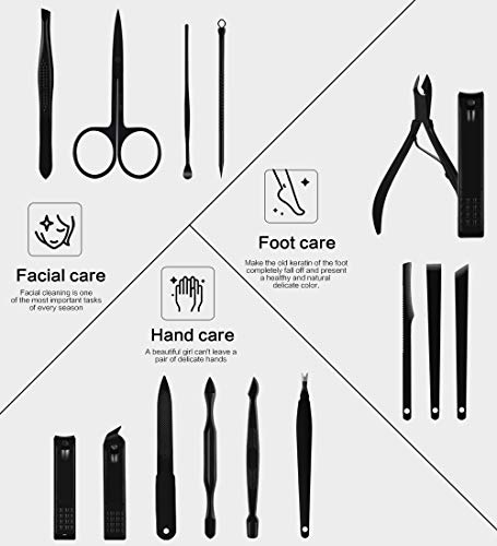 Nail Clippers Sets High Precisio Stainless Steel Nail Cutter Pedicure Kit Nail File Sharp Nail Scissors and Clipper Manicure Kit Fingernails & Toenails with Portable Stylish case (Blue 15-piece) - color: Blue 15-piece