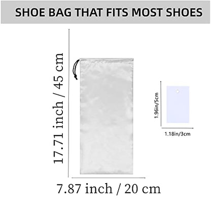 GONGKANGYUAN 10 Pack Shoe Bags for Travel Satin Fabric Shoe Bag with Drawstring for Men Women Travel Protecting Storing Shoes - color: White
