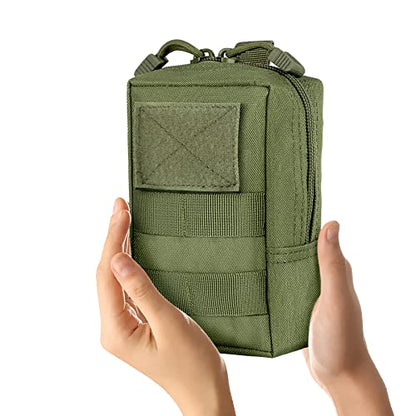 2 Pack Tactical Molle EDC Pouch Multi-Purpose Compact Pack Water-Resistant Utility Pouch with Flag Patch - color: Green