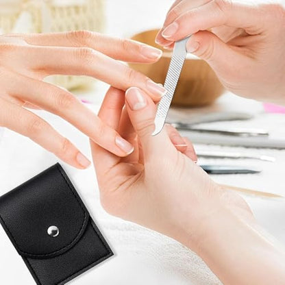 Manicure Set, Travel Nail Kit 7 in 1 Professional Travel Nail Clippers with Black Leather Bag, Stainless Steel Clippers Scissors Pedicure Tools Grooming Kit for Women Man