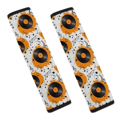 2PCS Record Music Phonograph Disk Seat Belt Cover Breathable Seat Belt Cushion for Adults and Children, All Vehicles, Comfortable Driving - color: Pattern 756
