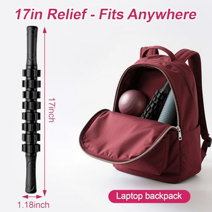 Muscle Roller Stick, Muscle Roller, Liposuction Massage Roller for Lymphatic Drainage, Massager Stick for Relief Muscle Soreness, Trigger Points, Help Exercise Runner Legs, Back Recovery - color: Black