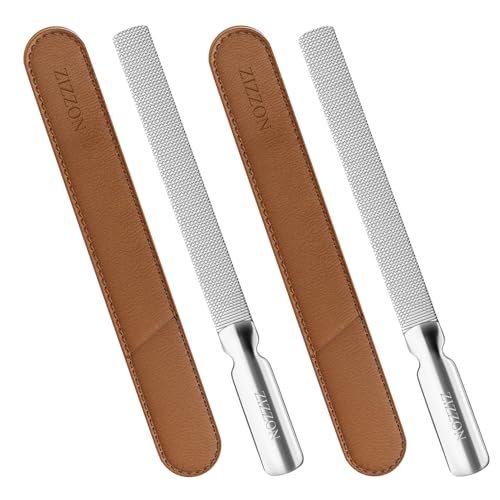 ZIZZON Professional Stainless Steel Nail Files Double Sided for Women and Men, Heavy Duty Reusable Manicure Filer for Natural Nails, Great for Home Salon or Travel Use 2 Pieces