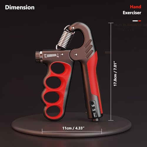 Grip Strength Trainer Forearm Strengthener 11-220 lbs Adjustable Resistance | Automatic Counting, Ergonomic Design, Ideal Device for Grip Strengthening, Arthritis Relief, Hand Physical Therapy & Rehab - color: Gray