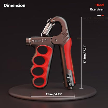 Grip Strength Trainer Forearm Strengthener, 11-220 lbs Adjustable Resistance, Automatic Counting, Ergonomic Design, Ideal Device for Grip Strengthening, Arthritis Relief, Hand Physical Therapy & Rehab - color: Red