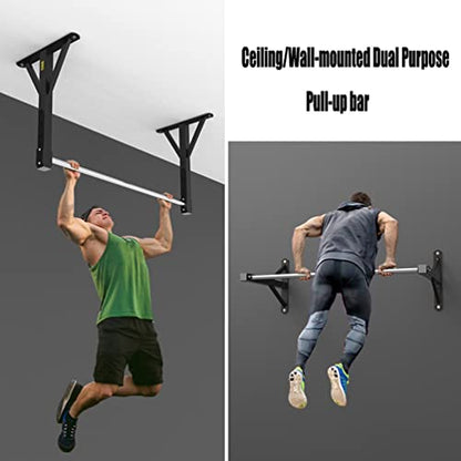 Fitness Equipment Pull-Up Bars Steel Chin Up Bar for Home Gym, Wall and Ceiling Mounted Fitness Bar, Height Adjustable, Load 300kg