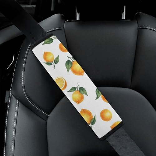 2 Pack Watercolor Lemon White Seat Belt Cover Universal Fit Shoulder Harness Cover for Girls and Boys, Car Seats Pushchair Strollers High Chair Pushchair - color: Pattern 20