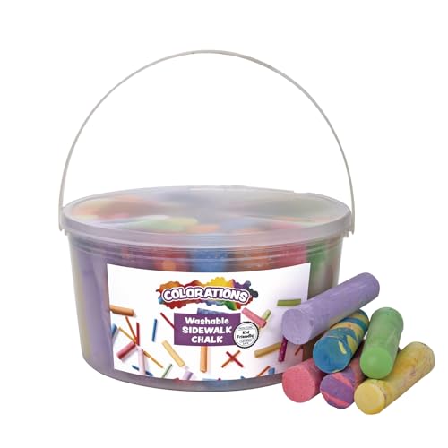 Colorations Sidewalk Chalk – 50pc 4” x 1” Washable, Bright Colored Chalk Set – Fun Kid Art Colors & Patterns – Draw on Classroom Chalkboard or Outdoor Playground – Jumbo Bulk - style: 50 Pieces