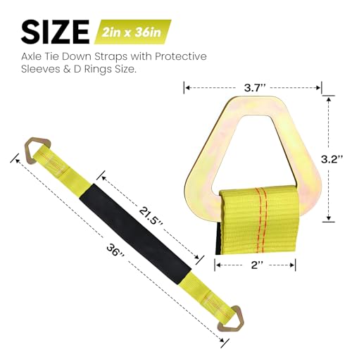 2 PCS 2" x 36" Lifting Slings Straps Polyester Web Slings with D Rings - Lifting Slings 3,333 lbs, Working Load Limit 10,000 lbs Polyester Lifting Strap for Cars, SUVs, Trucks, Heavy Machinery - color: Yellow