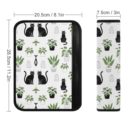 2 Pack Funny Black Cat Plant Garden Seat Belt Cover Universal Fit Shoulder Harness Cover for Girls and Boys, Car Seats Pushchair Strollers High Chair Pushchair - color: Pattern 1154