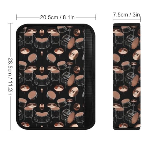 Universal Soft and Comfortable Drum Kit Classical Music Musical Instrument Print Seat Belt Shoulder Pad for Kids, Most Cars, 1 Pair Seat Belt Covers Cushion Anti-Slip Pad - color: Pattern 946