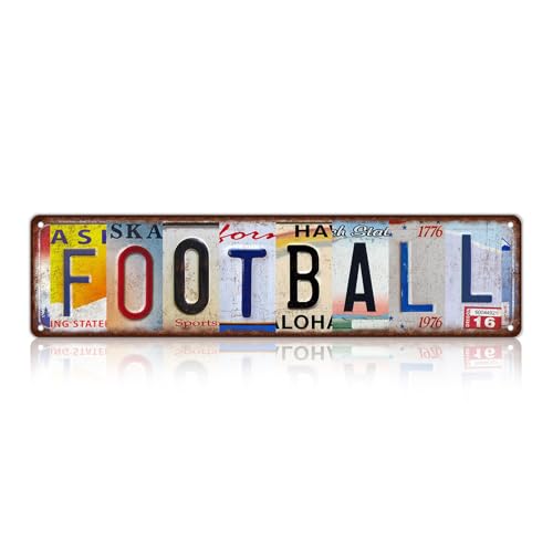 Vintage Sport Metal Tin Signs Football Wall Decor | Street Signs for Football Club 16 x 4 Inches - color: Football