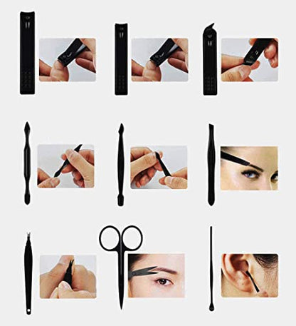 Nail Clippers Sets High Precisio Stainless Steel Nail Cutter Pedicure Kit Nail File Sharp Nail Scissors and Clipper Manicure Pedicure Kit Fingernails & Toenails with Portable Stylish case (Black) - color: Red
