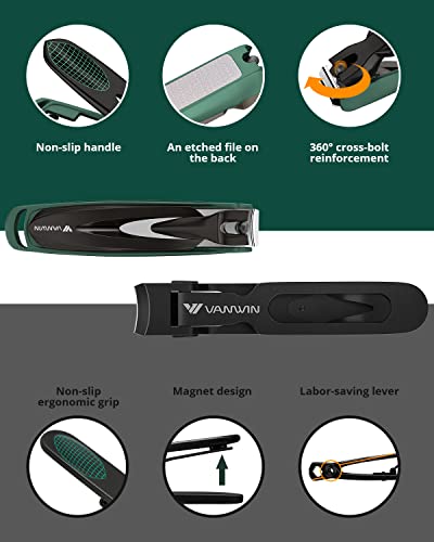 Nail Clipper Set 2 Pack, Heavy Duty Toenail Clippers for Thick Toenails and Sturdy Finger Nail Clippers with Catcher, Ultra Sharp Stainless Steel Nail Cutter for Men Women Adult - style: Black+Green