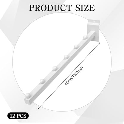 14 Pcs 15.7 Inch 6 Ball Waterfall Slatwall Hooks Metal Slat Wall Hanging Board Accessories Heavy Duty Pegs Panel Display for Clothing Retail Shop Garage (White)