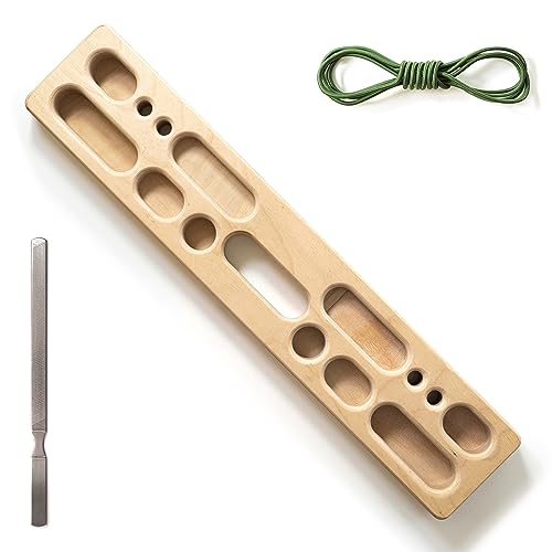 McEtt Portable Rock Climbing Hangboard – Indoor Outdoor Climbing Training Hang Board - Finger Grip Strengthener Trainer with Edges and Pockets - Includes Finger File