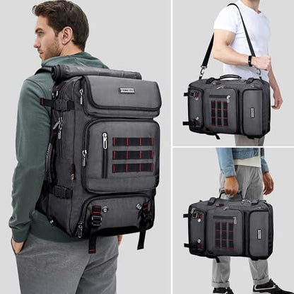 WITZMAN Carry on Travel Backpack for Men Duffle Bag Fits 16" Laptop | Nylon 3 in 1 Luggage Duffle Bag with USB Charging Port, Shoe Compartment, For Weekend Getaway, Overnight Trip, B682 Grey - color: 03.silvery Grey