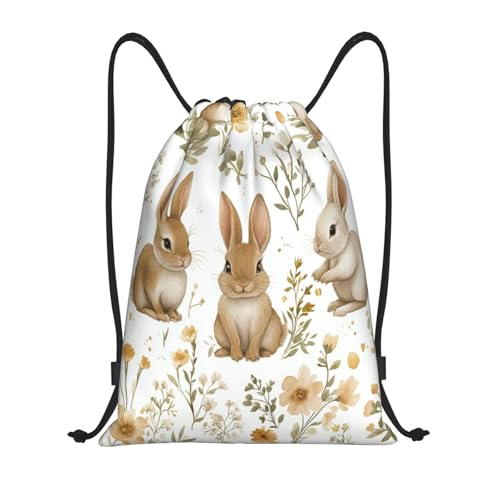 Drawstring Sports Backpacks - Lightweight Swim Gym Bags for Women Men String Sackpack for Beach Travel Yoga(Small, Cute Bunnyflower) - color: Cute Bunnyflower, size: Small