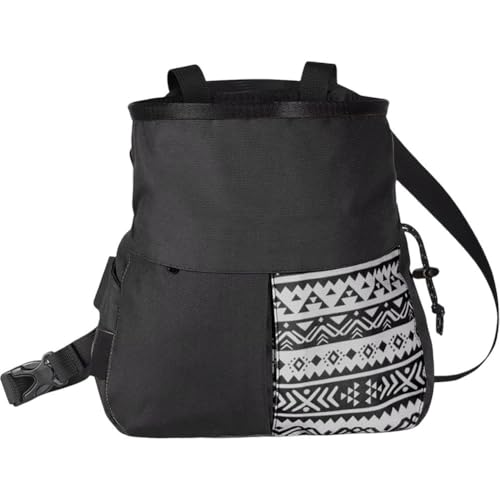 Climbing Chalk Bag with Belt Bouldering Chalk Bucket Portable Bag for Workout Indoor Gym Fitness Outdoor - color: Black