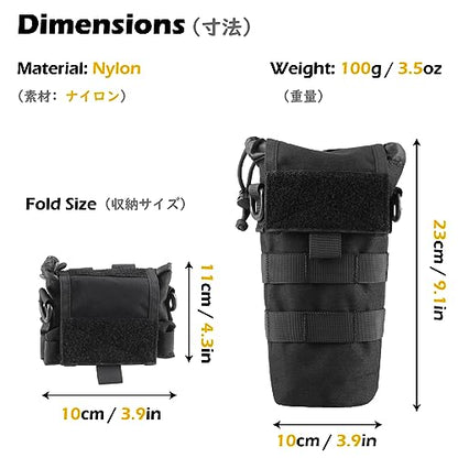TRIWONDER Tactical MOLLE Water Bottle Pouch H2O Hydration Carrier, Military Bottle Holder Molle Drink Holder Travel Water Bottle Bag for Backpack Camping Outdoor - color: 02 Black