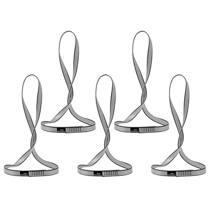 18MM Nylon Climbing Sling Runner 23KN CE2008/EN566 Rock Climbing Webbing Straps for Outdoor Climbing, Rappelling, Swing, Yoga Hammock etc - color: Grey|60cm/24inch|5PCS