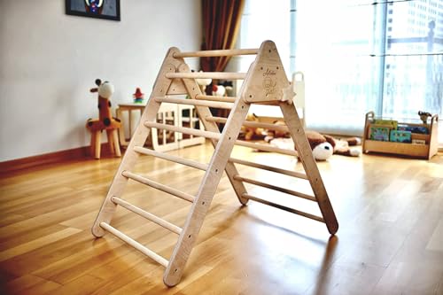 Montessori Climbing Triangle | Wooden Indoor Climbing Frame for Kids & Toddlers | Montessori Climbing Structure | Montessori Play Structure Wooden Activity Triangle (Large Triangle) - style: Triangle