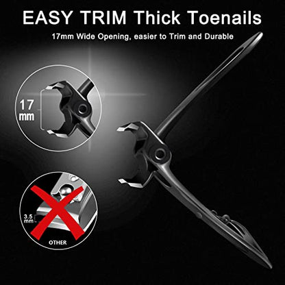 Werlla Toenail Clippers for Thick Toenails, Long Handle Wide Jaw Opening Nail Clippers for Adult, Men, Seniors, Extra Large Heavy Duty Toenail Clippers for Fingernail & Ingrown Toenail (2 Piece Set) - style: 2pcs_curved_black