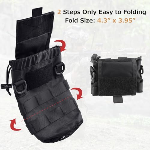 Azarxis Molle Pouches, Tactical Compact EDC Small Utility Pouch Waist Bags Sundries Storage Admin Organize Gear Gadget for Military Backpack - color: #09 Black - Water Bottle Pouch