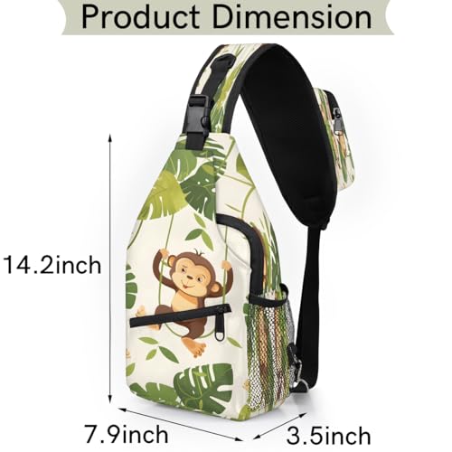 Monkeys Sling Bags for Women Men, Waterproof Crossbody Sling Backpack Travel Outdoor Sports Chest Bag - color: Pink