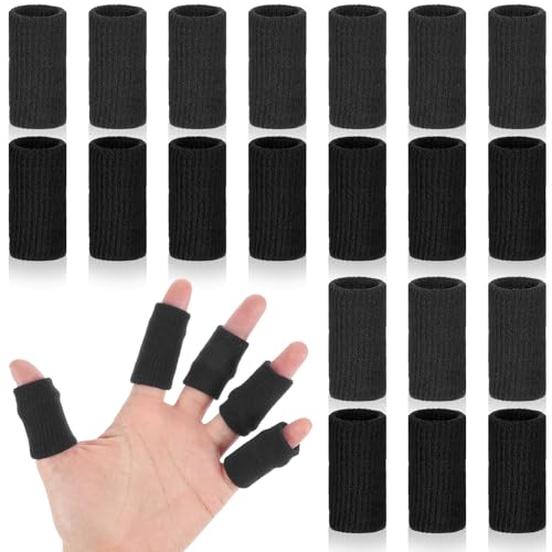 TIESOME 20Pcs Black Sport Finger Sleeves, Breathable Finger Brace Elastic Fingers Support Sleeves Compression Fingers Sleeve Thumb Splints for Relief Support Protector and Relieving Pain - color: Black
