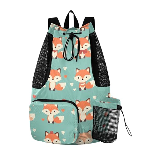 GuoChe Drawstring Backpacks Gym Swim Bag With Inside Pockets Pull String Bag Waterproof Cute Cartoon Foxes - color: Cute Cartoon Foxes