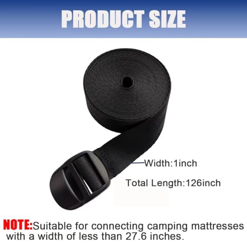 2PCS Universal Camping Mattress Coupling Sleeping Pad Repair Kit for Outdoor Adventures, 10.5ft Long Bed Connector Strap with Adjustable Buckle
