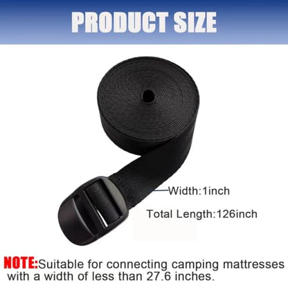 2PCS Universal Camping Mattress Coupling Sleeping Pad Repair Kit for Outdoor Adventures, 10.5ft Long Bed Connector Strap with Adjustable Buckle