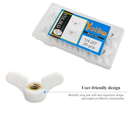 25 Pcs 1/4"-20 Wingnuts Plastic Wing Nuts Fasteners Parts Butterfly Nut, Hand Twist Tighten Hardware Nuts Butterfly Wing-Nut - size: 1/4"-20 - Plastic - 25 Pcs