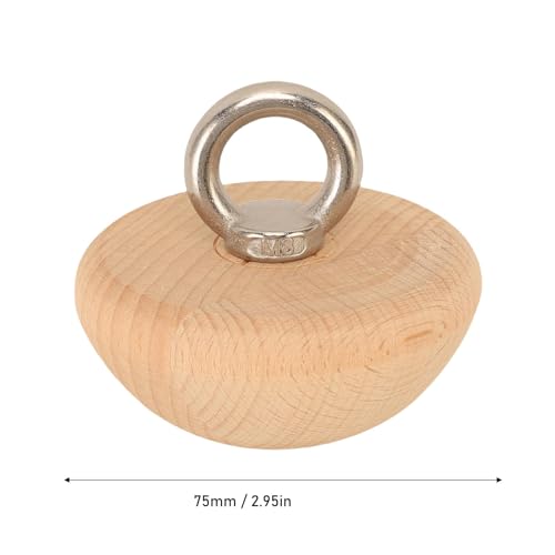 RiToEasysports Pull Up Grip Ball, Wood Half Sphere Rock Climbing Holds for Strength Training Hand Exercise Home Gym Workout, with Durable Beech Wood Iron Faux Nylon, Portable 75mm