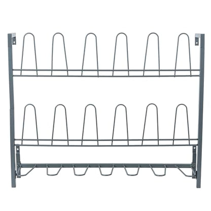 MyGift Premium Urban Gray Metal Hanging Shoe Rack for Walk in Closet, Mudroom and Entryway, Wall Mounted Space Saving Organizer for Shoes and Boots, Holds 9 Pairs - color: Grey (3 Tiers, 9 Pairs)