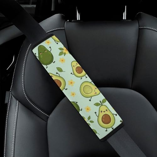 Universal Soft and Comfortable Green Avocado Seat Belt Shoulder Pad for Kids, Most Cars, 1 Pair Seat Belt Covers Cushion Anti-Slip Pad - color: Pattern 298