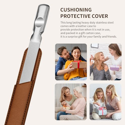 ZIZZON Professional Stainless Steel Nail Files Double Sided for Women and Men, Heavy Duty Reusable Manicure Filer for Natural Nails, Great for Home Salon or Travel Use 2 Pieces