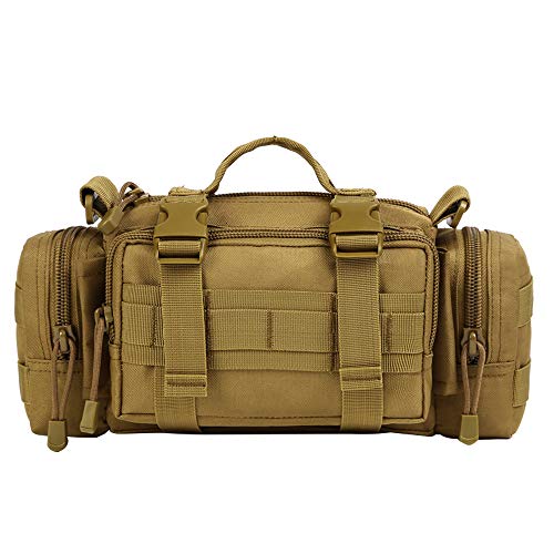 Utility 3P Military Tactical Duffle Waist Bags MOLLE Assault Shoulder Backpack Multifunction EDC Pouches Heavy Duty Fanny Packs (Brown) - color: Brown