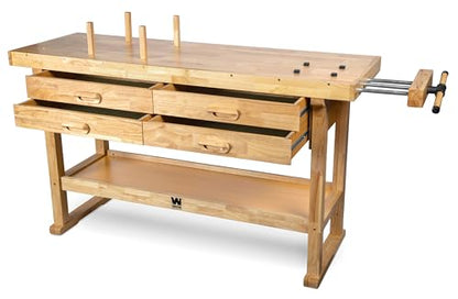 WEN 60-Inch Hardwood Workbench with Four Drawers and Onboard Vise (WB6020) - size: 60-Inch