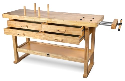 WEN 60-Inch Hardwood Workbench with Four Drawers and Onboard Vise (WB6020) - size: 60-Inch