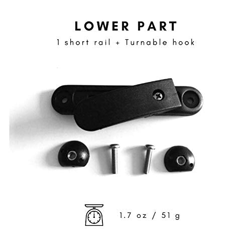 Vincita DIY Bike Pannier Hardware Kit Adjustable Mounting Rail & Hooks | Heavy-Duty Nylon 6 System to Convert Any Backpack or Tote for 16mm Rear Racks - size: Rack Diameter Up to 16mm