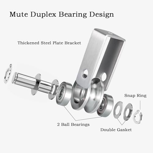 Cable Pulley Wheel for Rope with Ball Bearing, Smooth No Noise, Wall Mounted Ceiling Fixed Wire Pulley for Pulley System Lifting, DIY Home Gym, Winch, 2 Pack