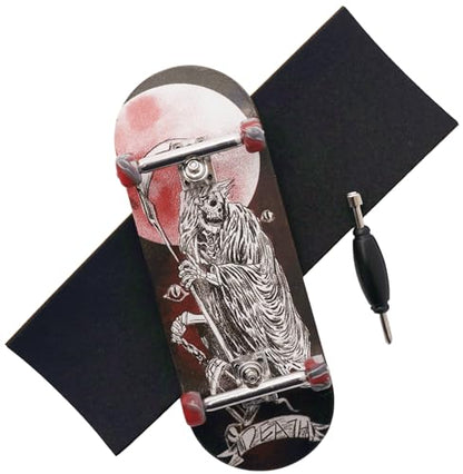 Pro Fingerboard 34mm Wooden Board Professional Finger Skateboard Trucks CNC Swirl Wheels (Death)