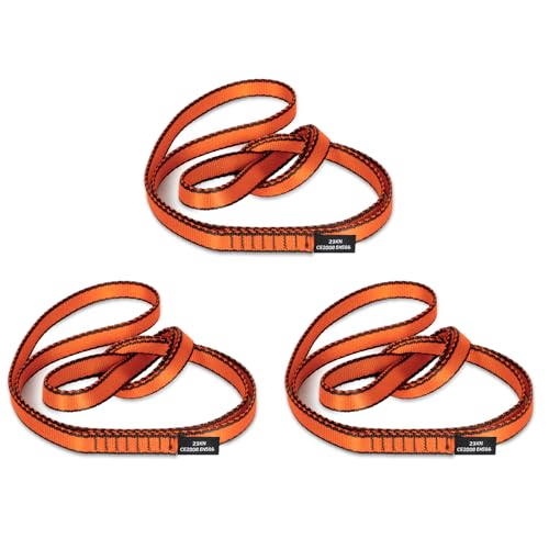 18MM Nylon Climbing Sling Runner 23KN CE2008/EN566 Strong Webbing Straps for Rock Climbing,Mountaineering, Rappelling, Swing, Yoga Hammock etc - color: Orange, size: 90cm/ 35inch |Pack of 3