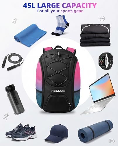 Gym Backpack for Women with Shoe Compartment, 45L Sports Backpack | Large Capacity, Dry& Wet Pocket, Water-Resistant, Breathable Material, Ball Bag for Outdoor Gym Workout, Lightweight
