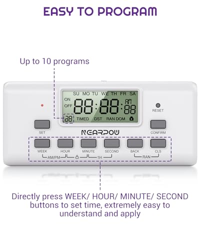 [2 Pack] NEARPOW Digital Timer For Lamp With Dual Outlets, Programmable Timer In Door, Outlet Timer For Lights,10 On/Off Programs, 24-Hour And 7-Day Programmable Electric Plug Timer,3 Prong, 15A/1875W