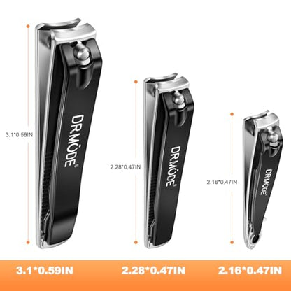 DRMODE Finger Nail Clippers Adult - 8 Pack Nail Clippers Set for Men Women with Nail File, Sharp Stainless Steel Fingernail & Toenail Clippers Curved Cutter Trimmer - style: 8 Pack -Black