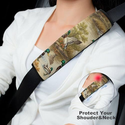 2 Pack Breathable Car Seat Belt Pad for Child, Stroller Pushchair High Chair, Wild Mallard Ducks Wildlife Neck Strap Covers, Neck and Shoulder Support - color: Pattern 1038